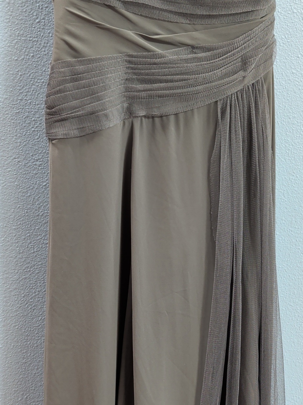White by Vera Wang Georgette One-Shoulder Charcoal Grey Maxi Bridesmaid Dress - Picture 5 of 11